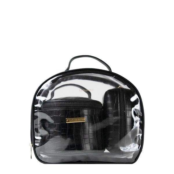 Necessaire 3 em 1 Croco EX53 Le Postiche PRETO