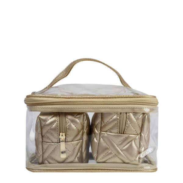 Kit Necessaire Organizadora 3 em 1 Diamond Matelassê Le Postiche DOURADO