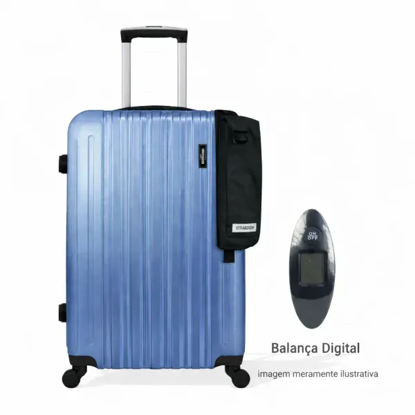 Kit Viagem Inteligente Mala Vega 32kg com Balança Digital e Porta Dólar AZUL