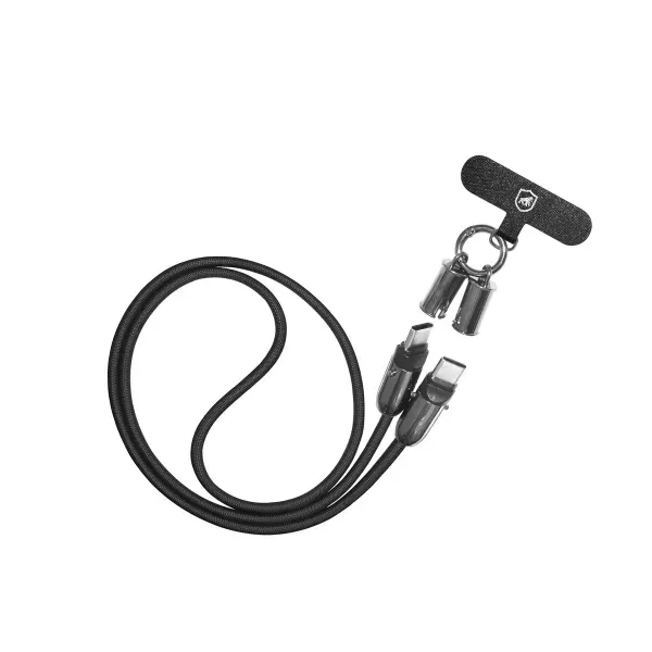 Cordão de Pescoço para Celular com Cabo Tipo C Strap Armor Gshield PRETO