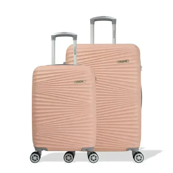 Kit Mala Pequena de Bordo e Média Rígida Rodas Giro 360° Hamburgo Stradda Rosa Claro